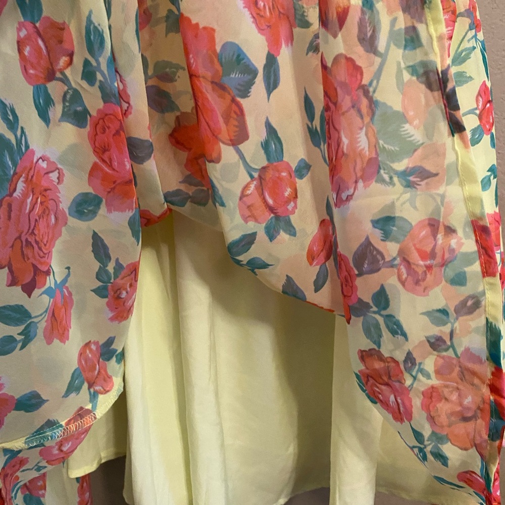 Betsy Johnson Size M Off Shoulder Puffy Sleeve Yellow Floral Lined Dress - Picture 6 of 13